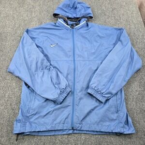 Nike Team Lightweight Windbreaker Jacket Hooded Full‎ Zip Blue Mens Large